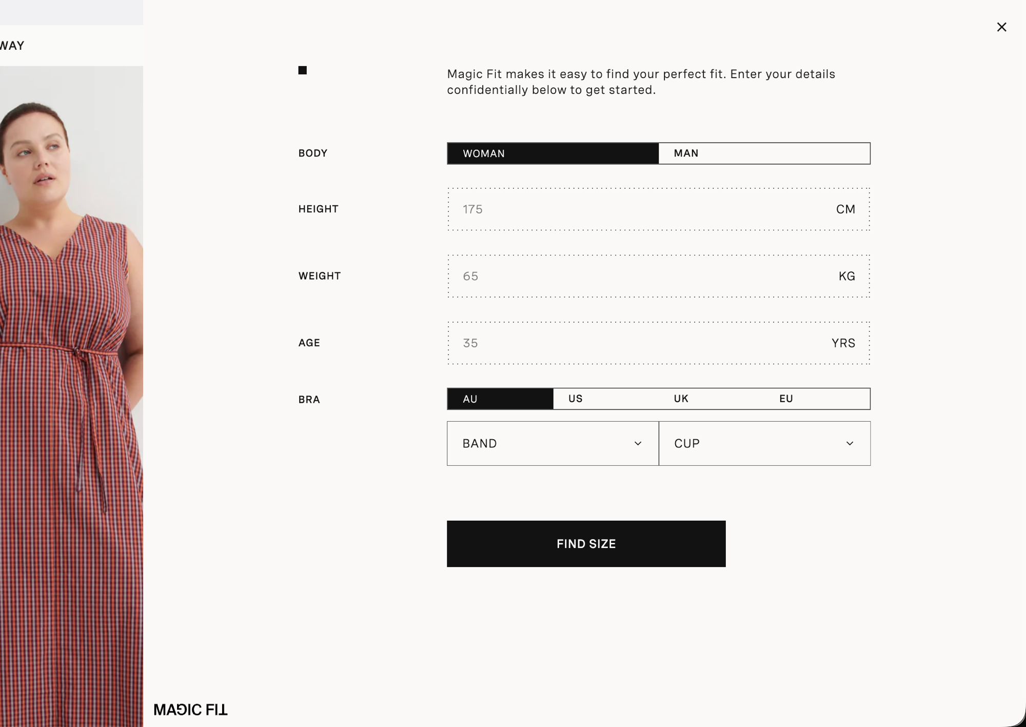 Magic Fit on Kowtow NZ store — metric units (centimetres, kilograms)